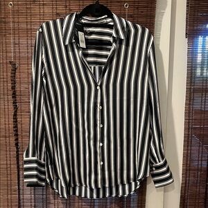 Rails Black and White Striped Button-Down Shirt